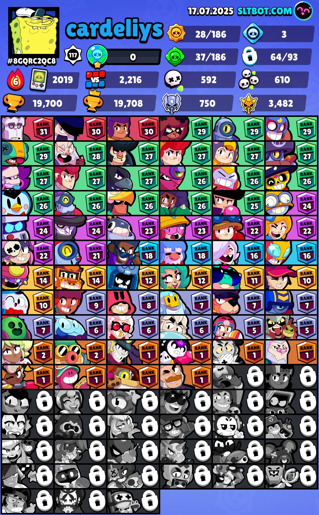 Аккаунт  Brawl stars 19708  • 64/93 • 50+ скинов из них донатные