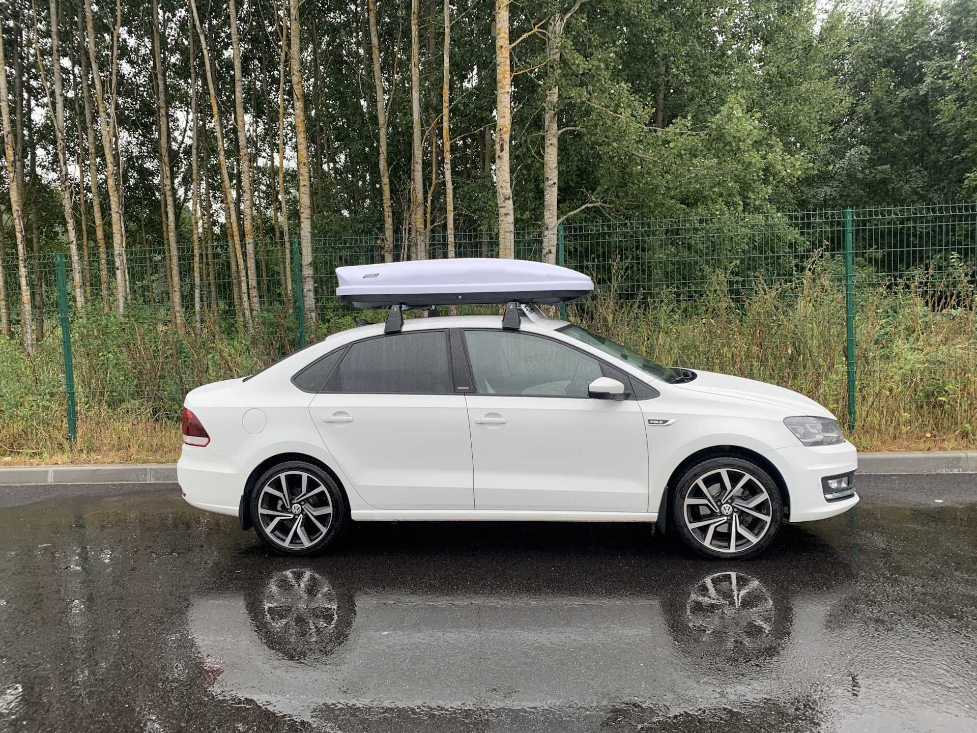 Автобокс NOBU "CROSS" белый (текстурный) двусторонний 380л.