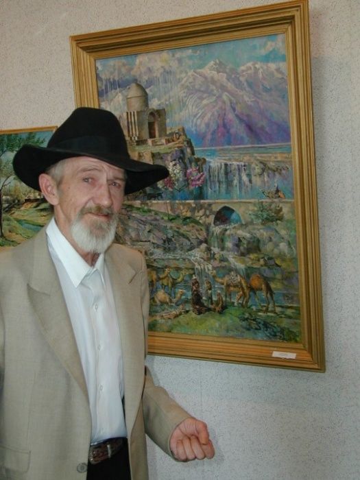 Картина художника Санталова В. Мавзолей Козы Корпеш и Баян Сулу.