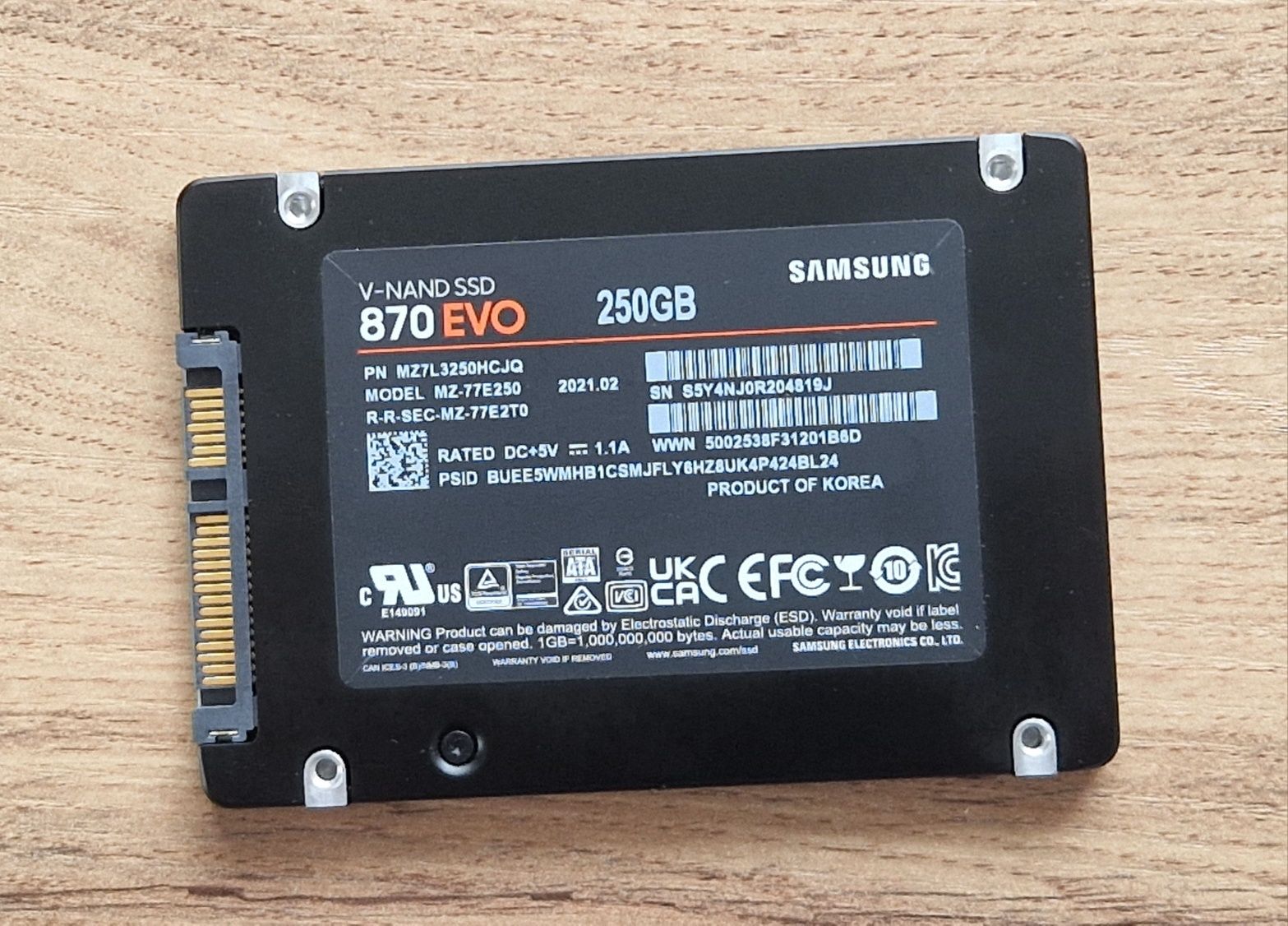 SSD диск 250GB SATA 2.5" Samsung 870EVO
