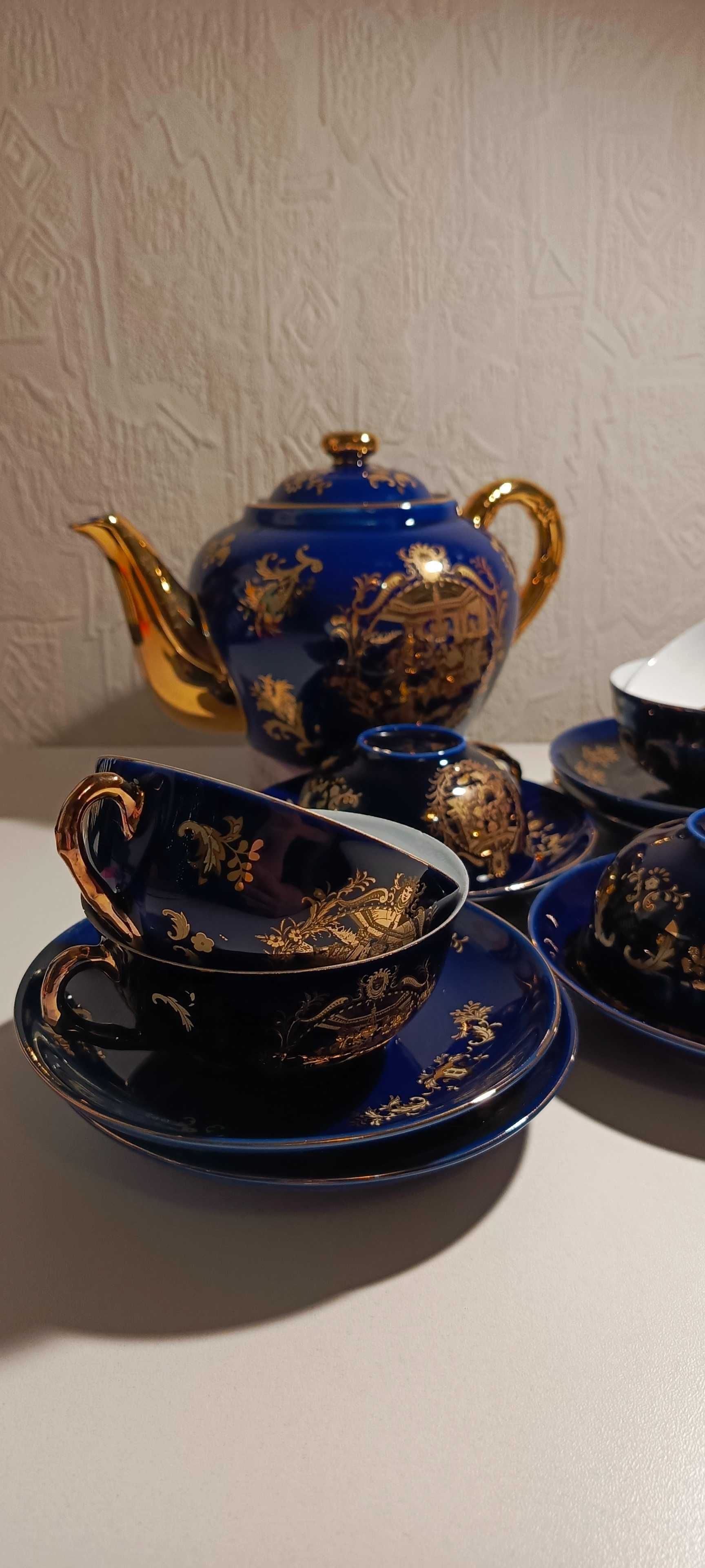 Продам сервиз фарфор костяной кобальт с золотом, "яичная скорлупа" нов