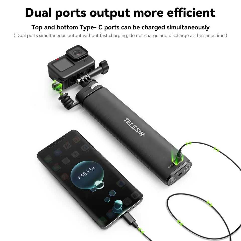 Монопод 90 см + Power bank для телефона и экшн камер ( GoPro Telesin )