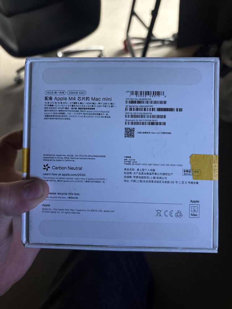mac mini m4 16GB 256