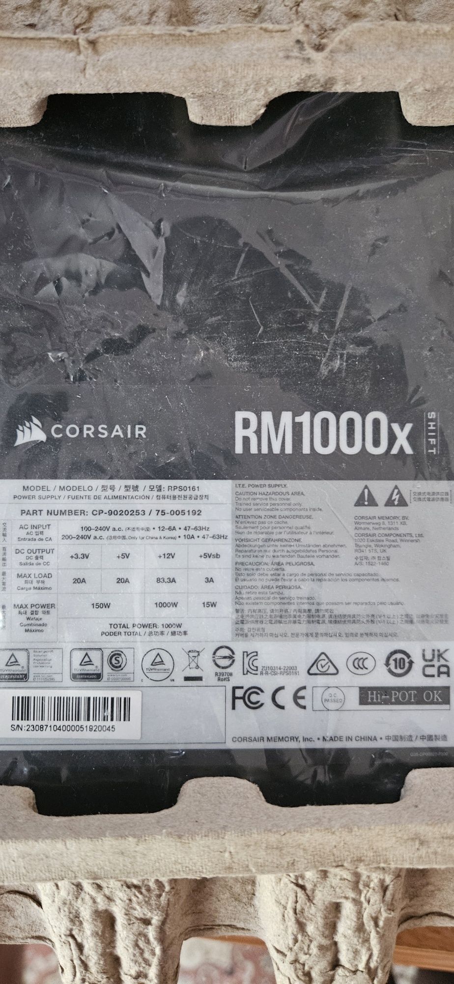Продам новый блок питания Corsair RM1000x