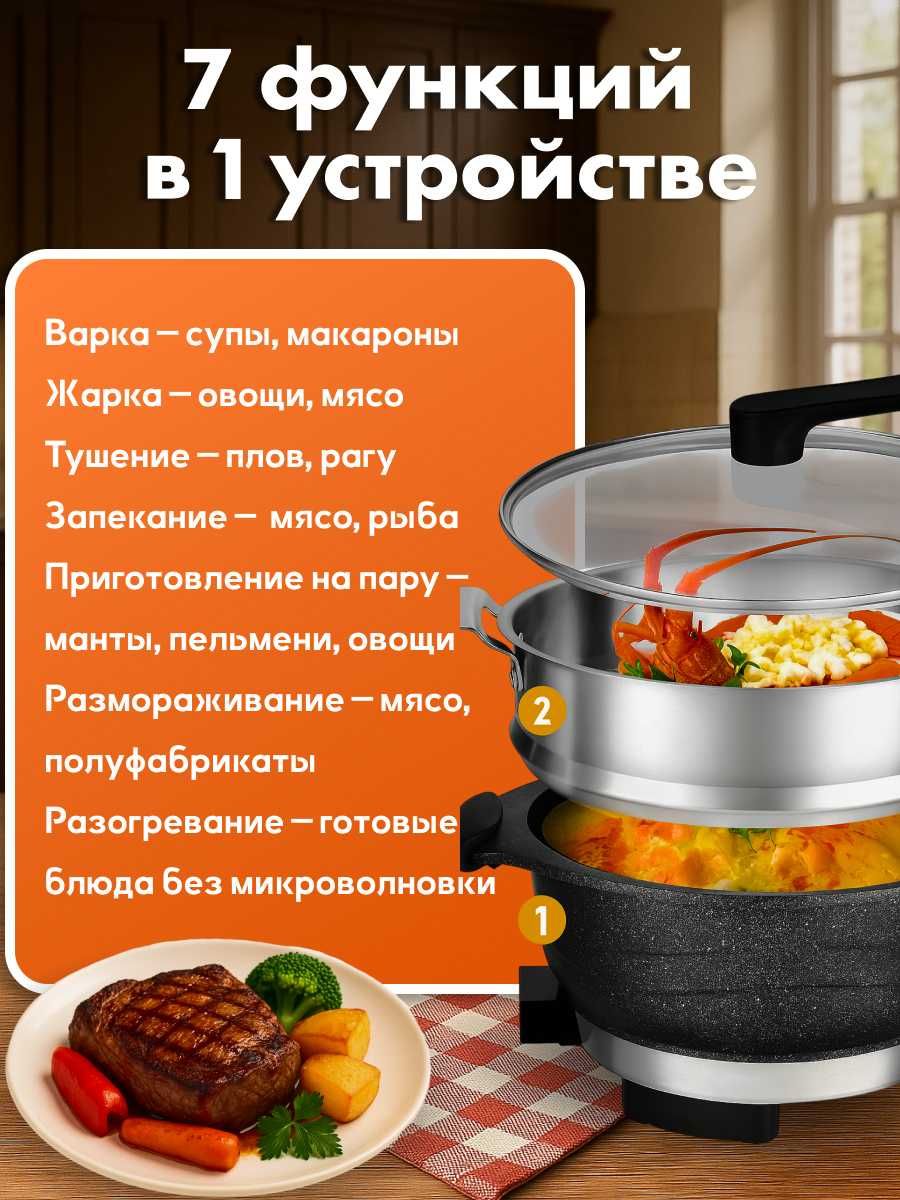 Электроказан, электросковородка, электрокастрюля, 6л