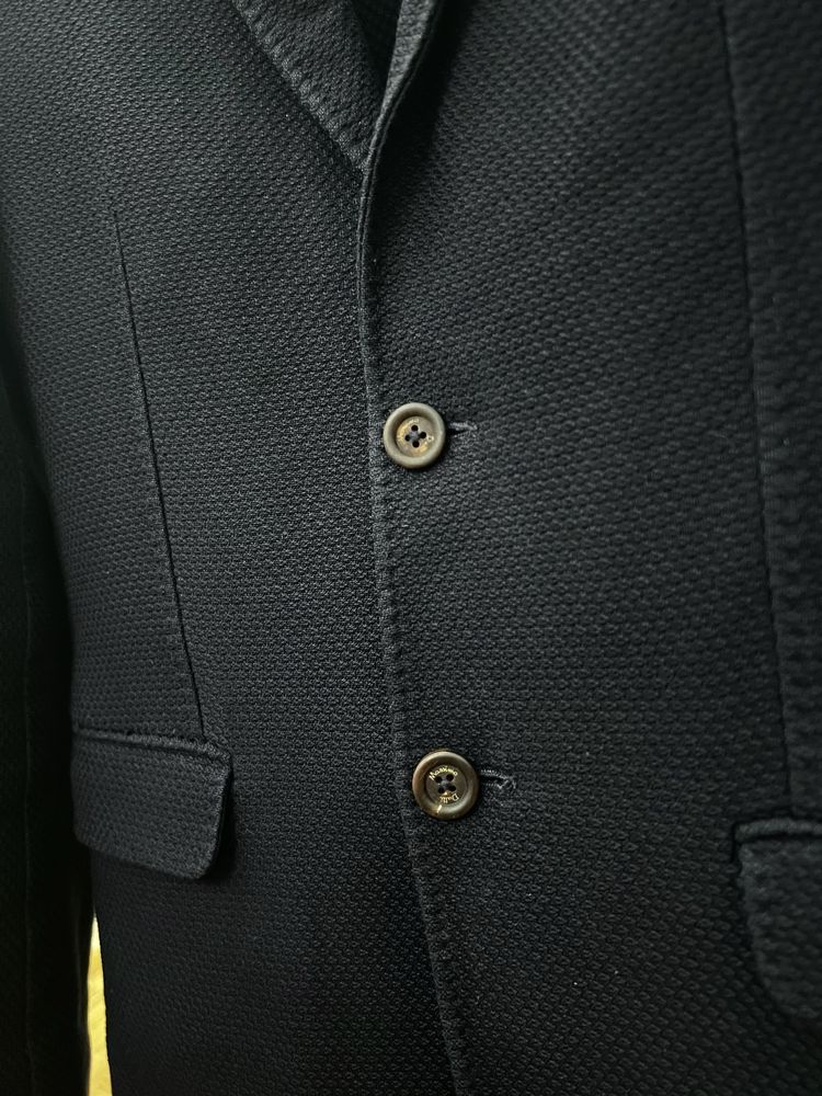 Стильный фактурный мужской casual пиджак Massimo Dutti темно синий