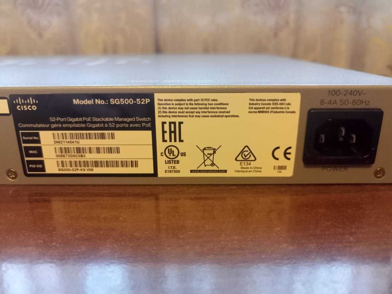 Коммутатор Cisco SG500-52P, L2/L3, 48xGE, 2хGE + 2 1G/5G SFP, PoE/PoE+