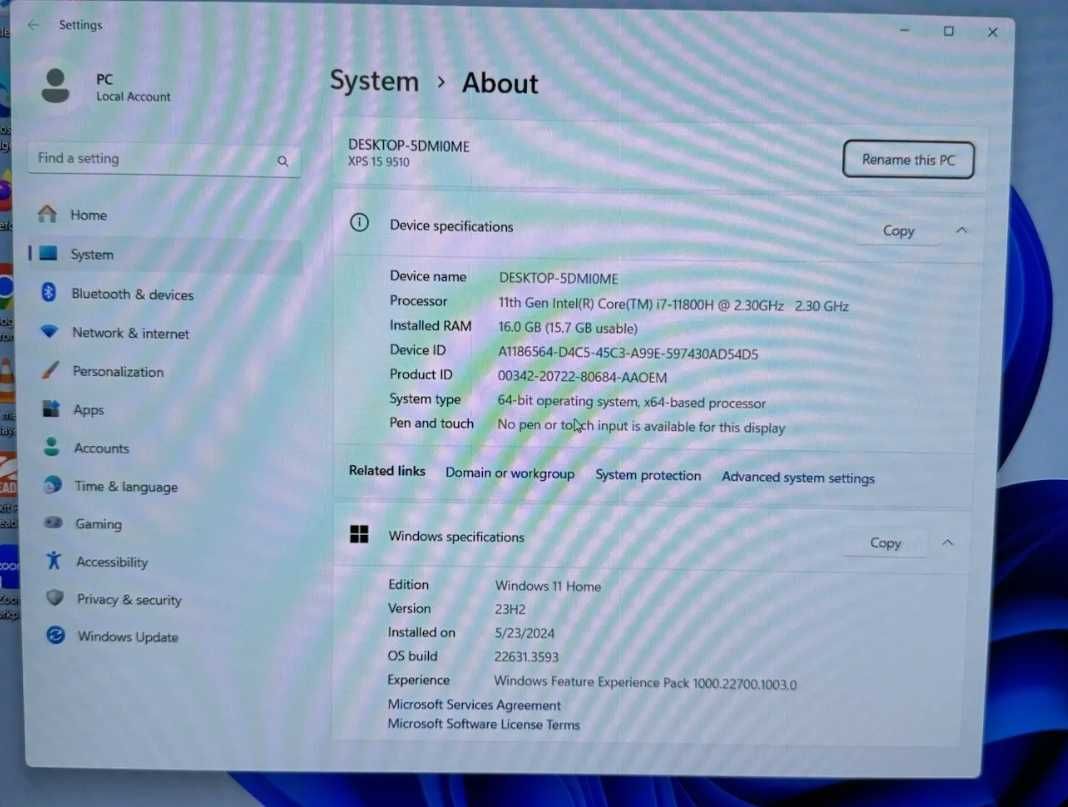 Ультрабук 15.6 Dell XPS 9510 i7-11800H RTX3050 16Gb/512Gb FHD+