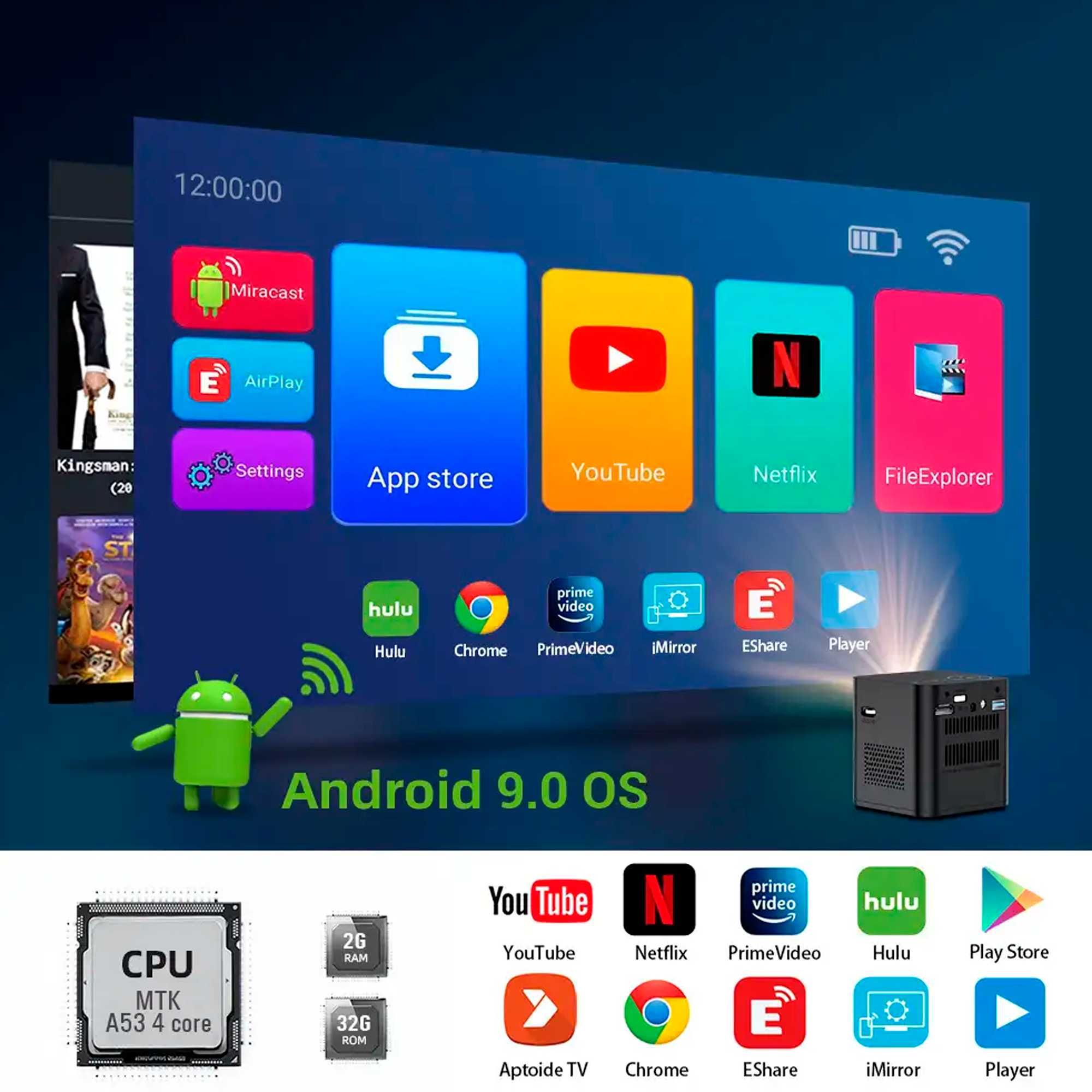 Проектор портативный для домашнего кинотеатра, презентаций Byintek P19