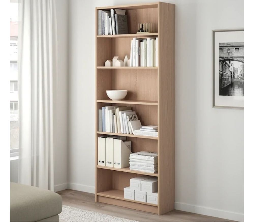 IKEA стеллаж шкаф Билли дубовый шпон беленый