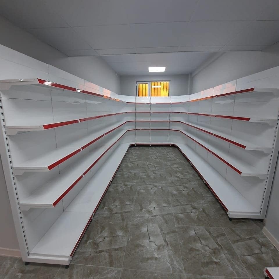 Стеллажи полки для магазина торговые островные двухсторонние