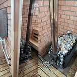 . Печь котёл для бани с ответвлениями дымохода