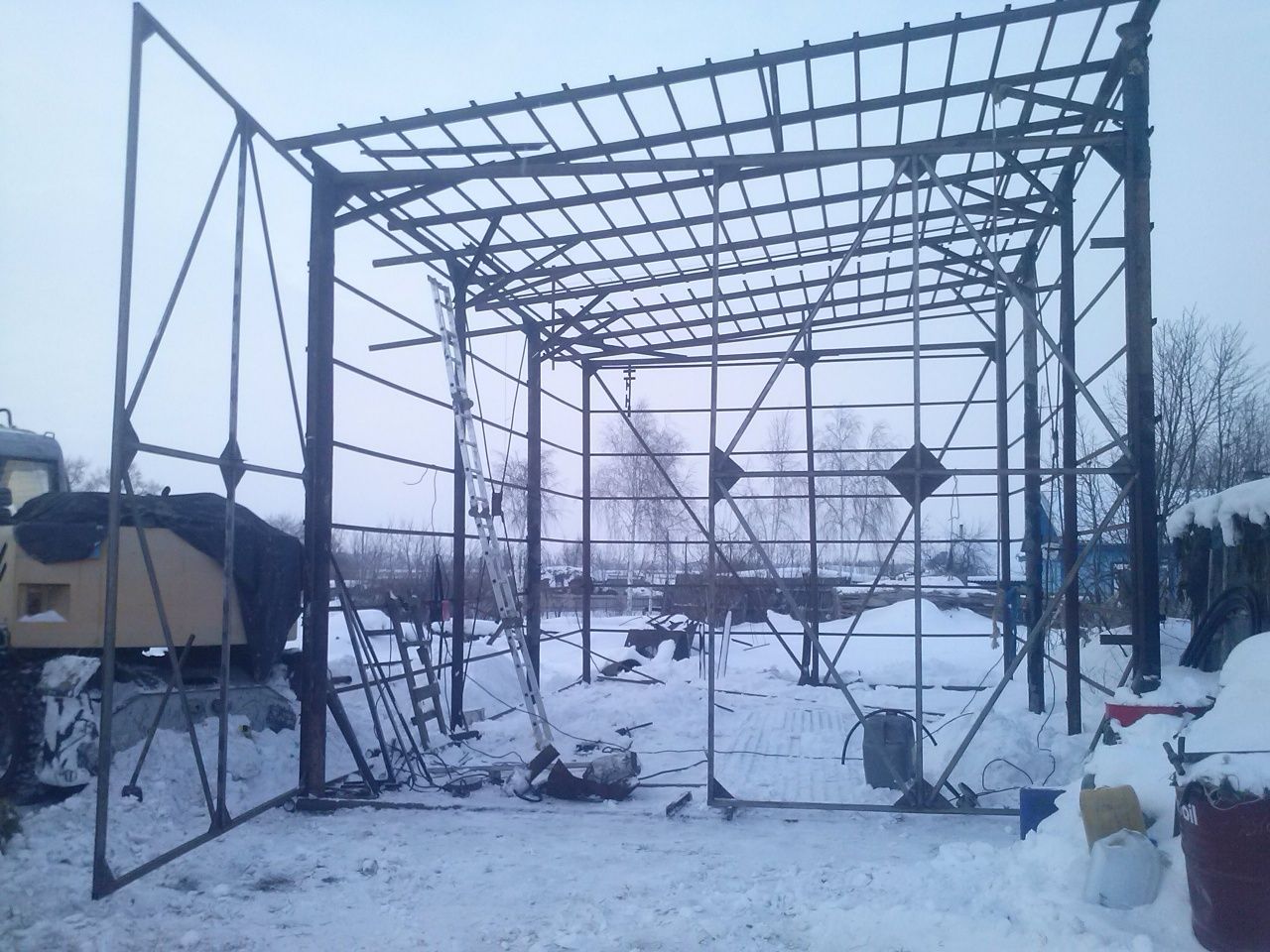 Ангар 6×6×10 профлист крыша цинк,стены полимерная. Кругом металл.