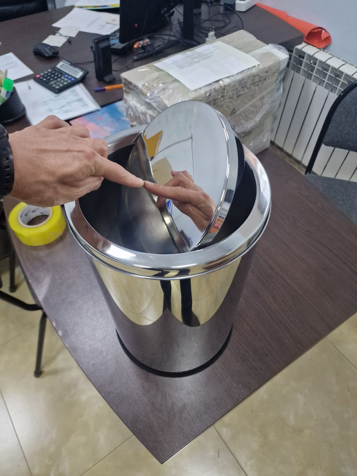 Мусорное ведро мусорное урно нержавеющая сталь хромированный