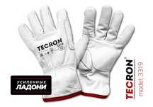 Кожаные перчатки рабочие TECRON 3319 усиленные ладони, защитные, краги