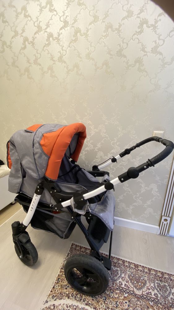 Коляска трансформер Babyton Pillo OX, серый, оранжевый