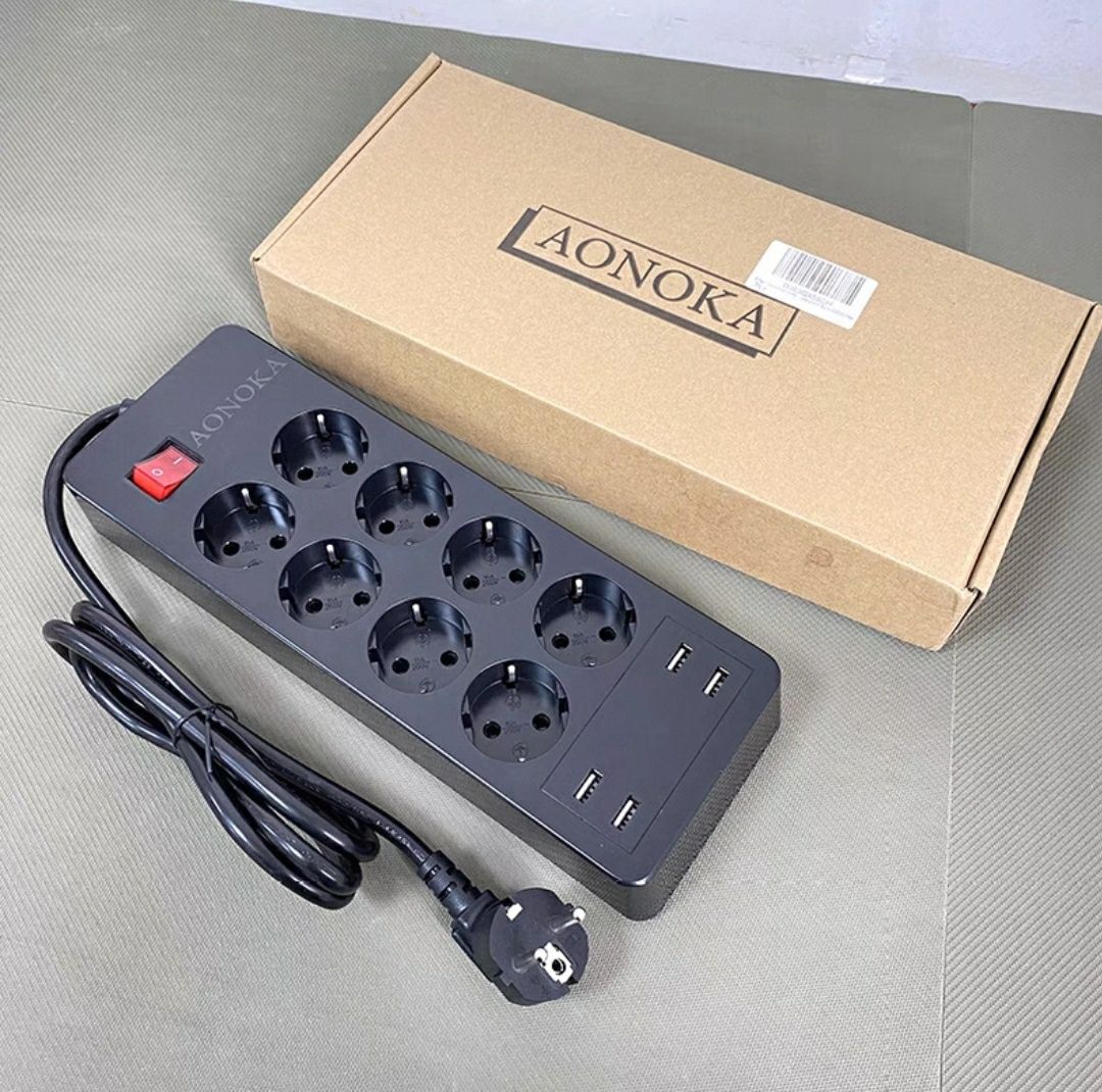 Многофункциональный сетевой фильтр удлинитель AONOKA 8 розеток 4*USB 5