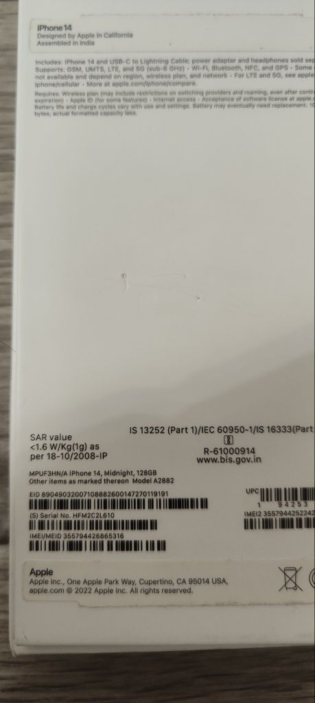Iphone 14, 128gb с заблокированным айклаудом