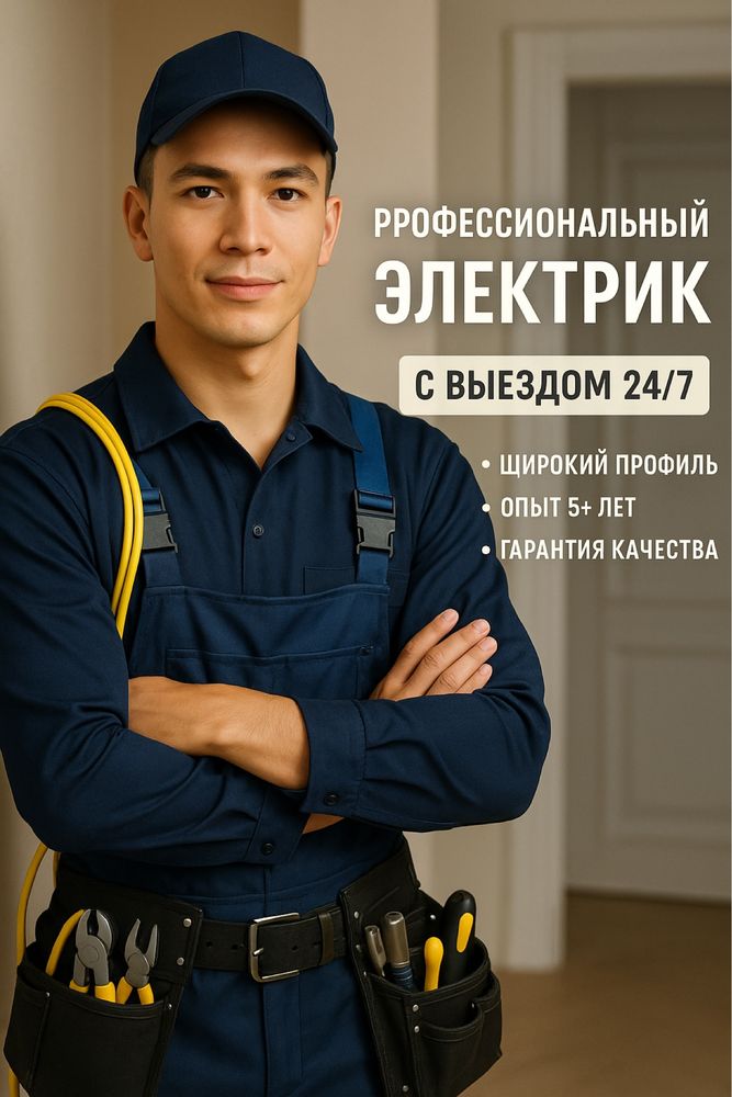 Электрик на выезд срочный вызов недорого круглосуточно Алматы