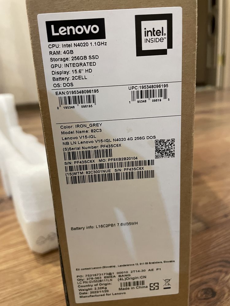 Ноутбук Lenovo v15 ssd 256gb новый