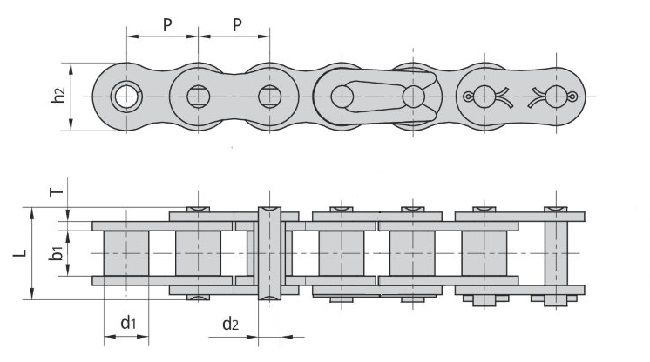 Цепь приводная/замочки/08B-1RX5М/ISO-606(DIN 8187)