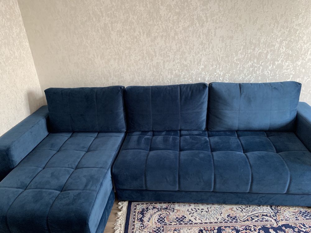 Диван угловой,обивка велюр, 80х300х80 см, белый