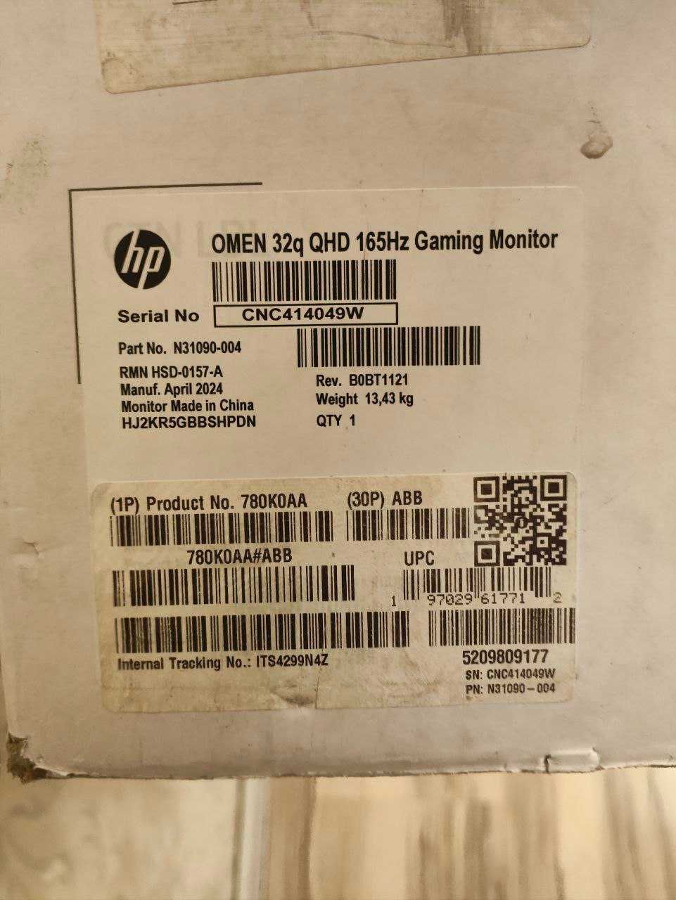 Монитор HP OMEN 32q 780K0AA  32 дюйма 160 герц 2к
