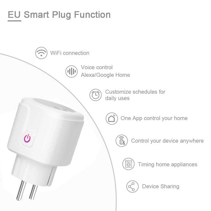 Новая Умная розетка Tuya Smart Plug 16А с Алисой голосовое управление