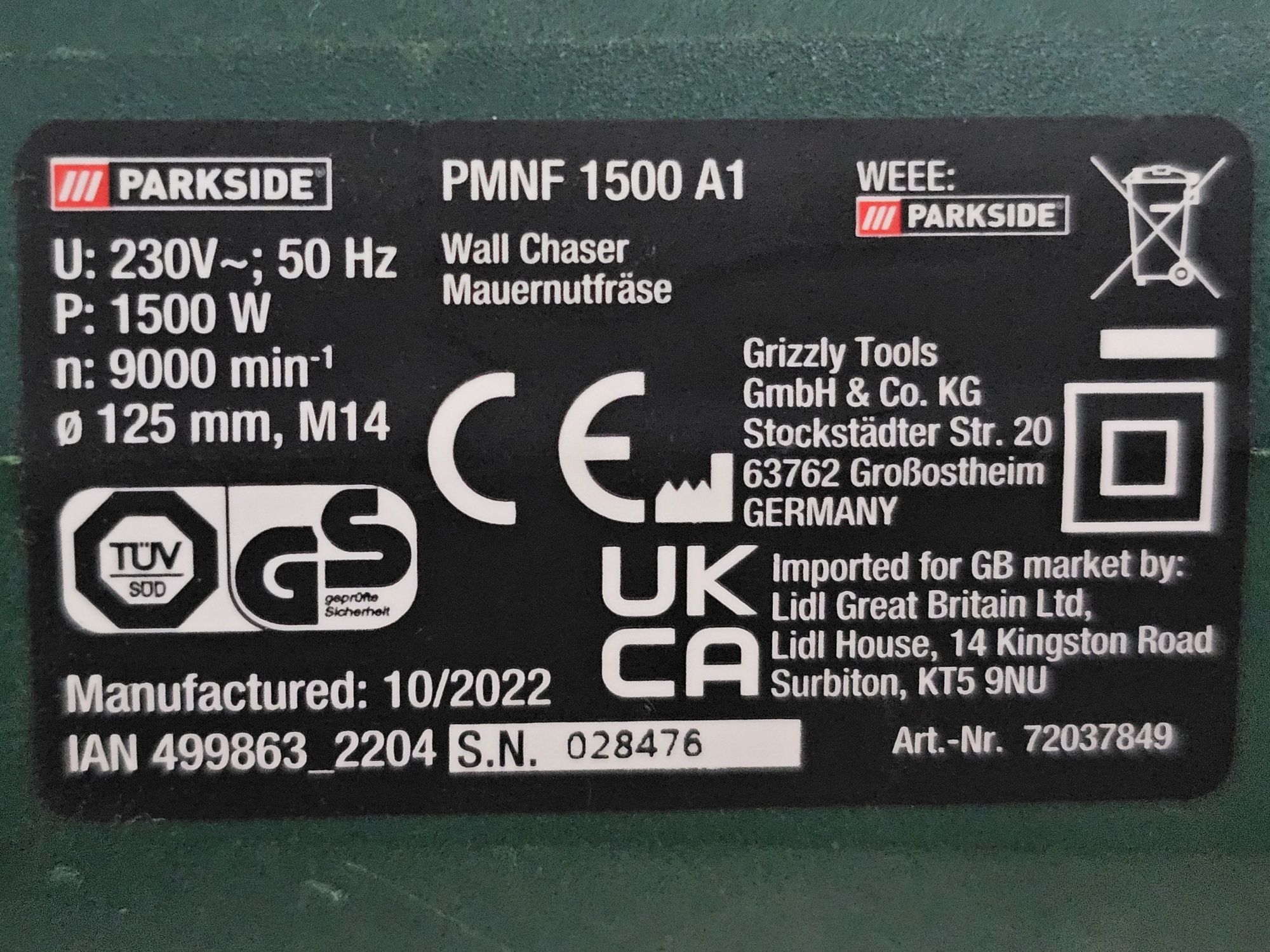 штроборез Parkside PMNF 1500 A1 немецкий , плавный пуск