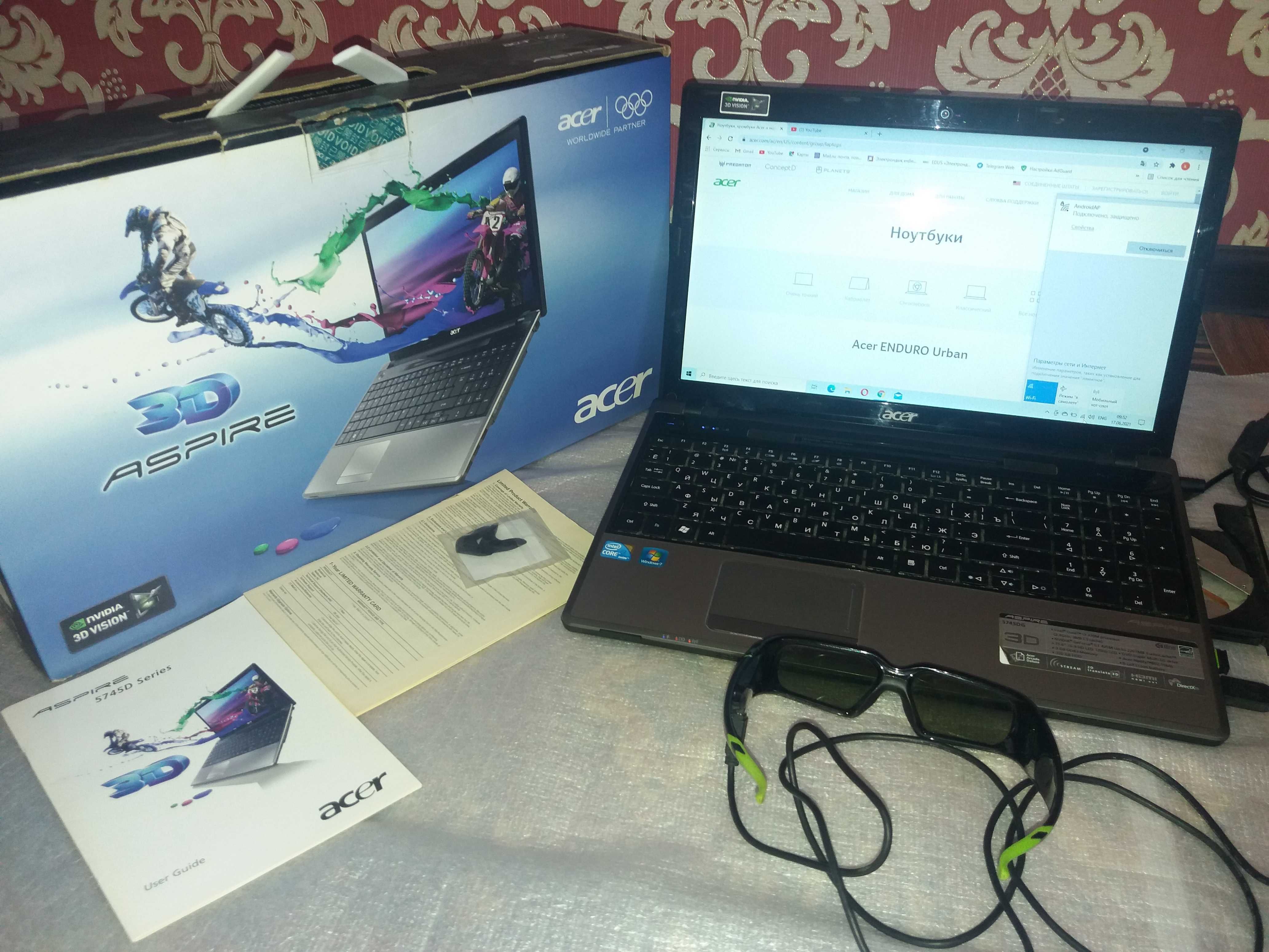 Acer Aspire NVIDIA 3D VISION ноутбук 283 GB в хорошем