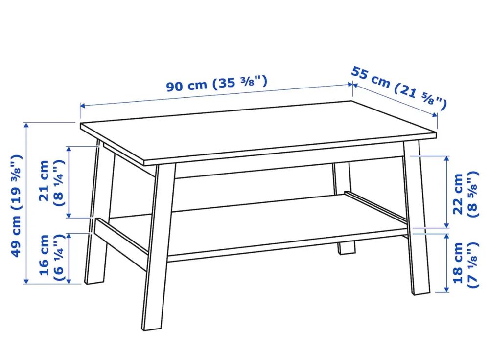 Журнальный стол, белый 90×55 см IKEA LUNNARP