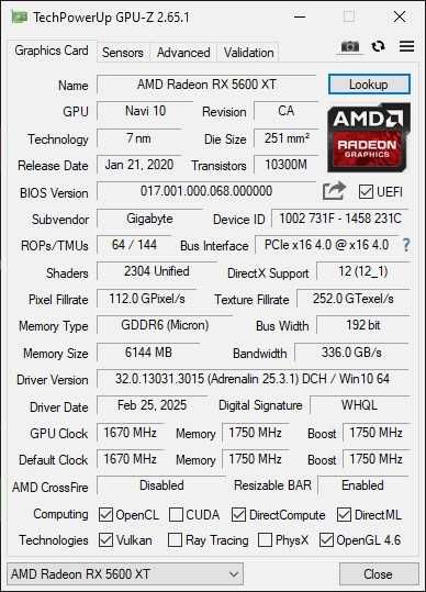 Видеокарта Gigabyte AMD Radeon RX 5600 XT GAMING OC