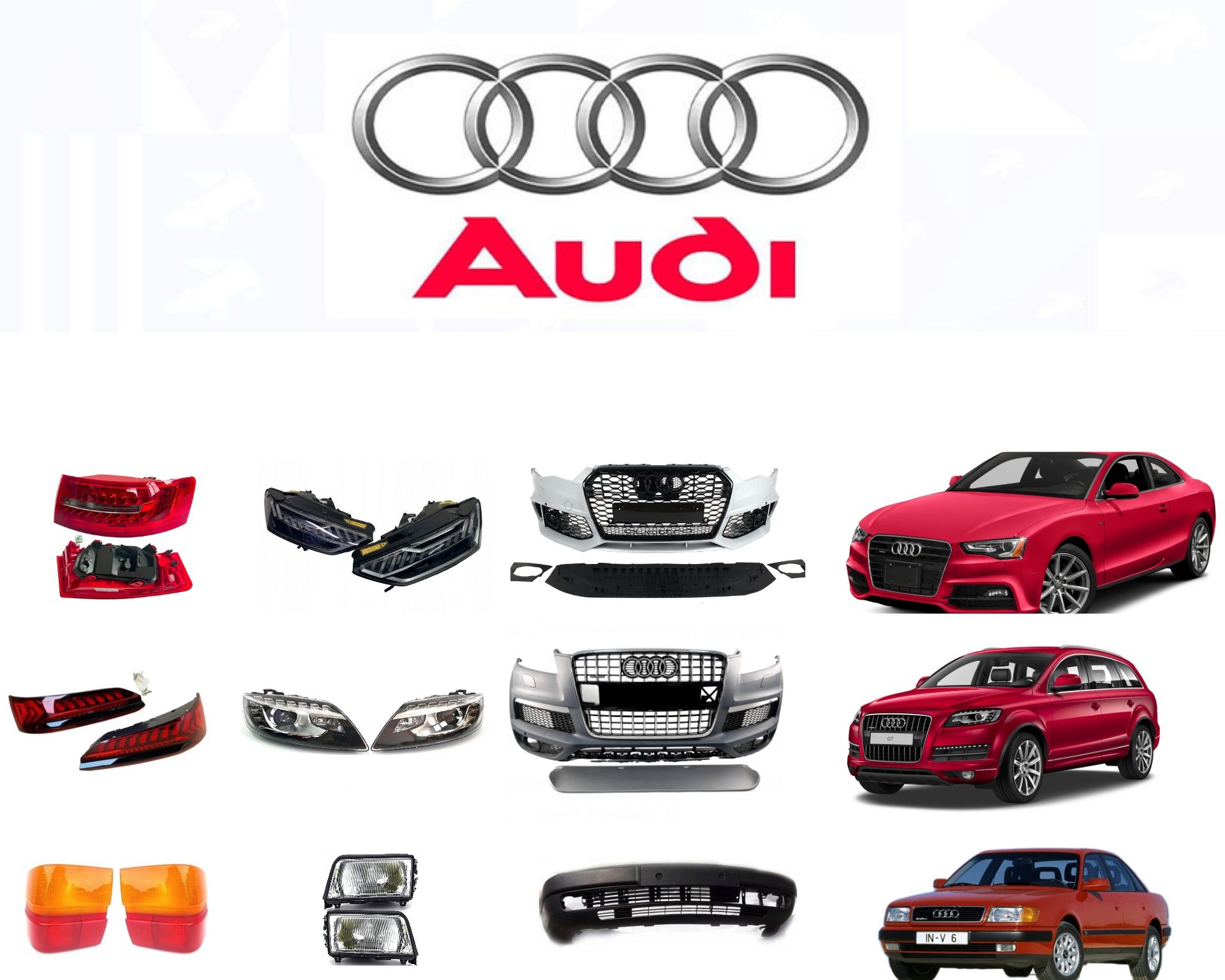 Ауди ,Запчасти ,AUDI Бампер ,фара ,зеркало ,крыло ,решотка ,капот ,AUD