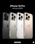 iPhone 16, Pro, Pro Max 128, 256, 512, 1T