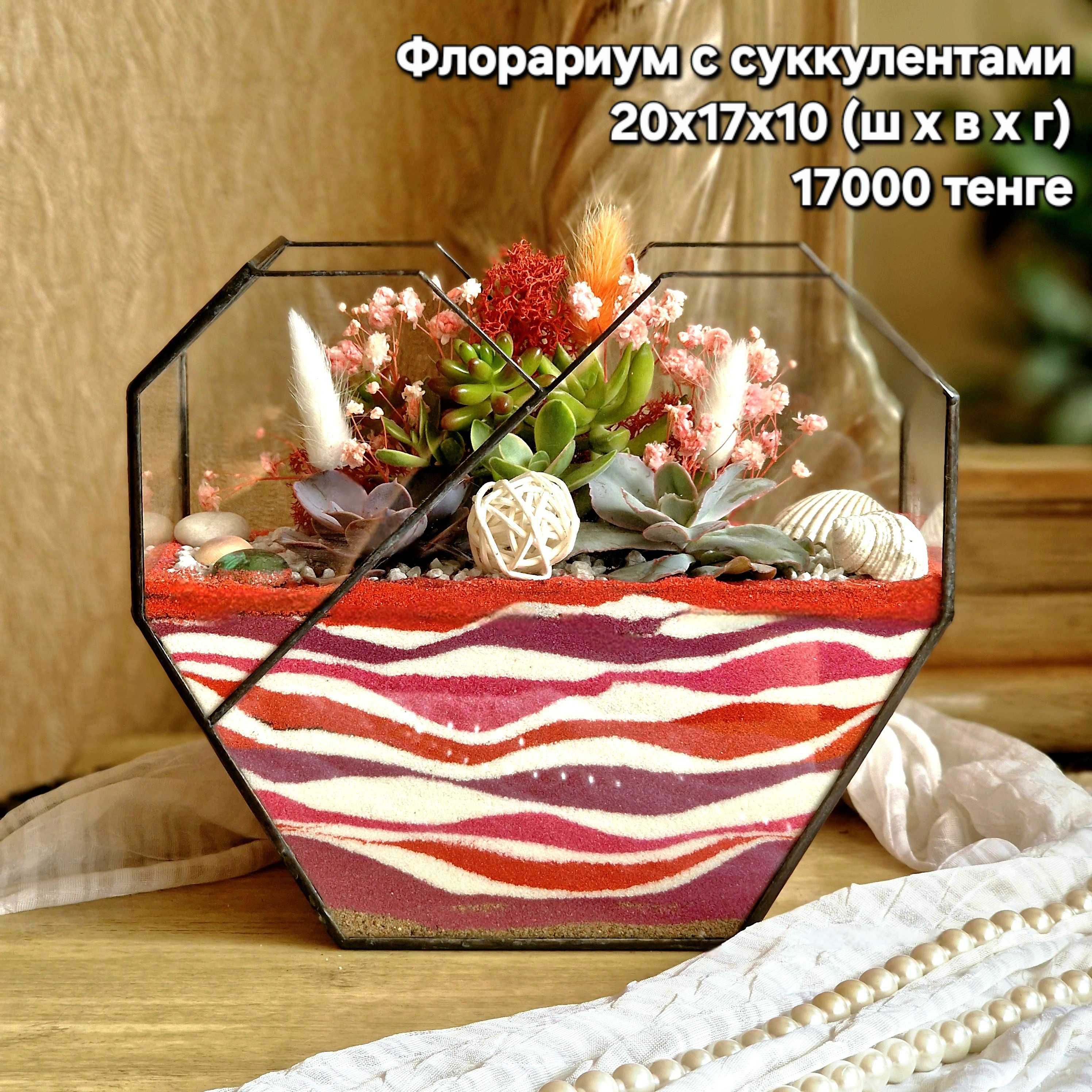 Флорариум. Живой подарок. Композиции. Суккуленты. Кактусы.