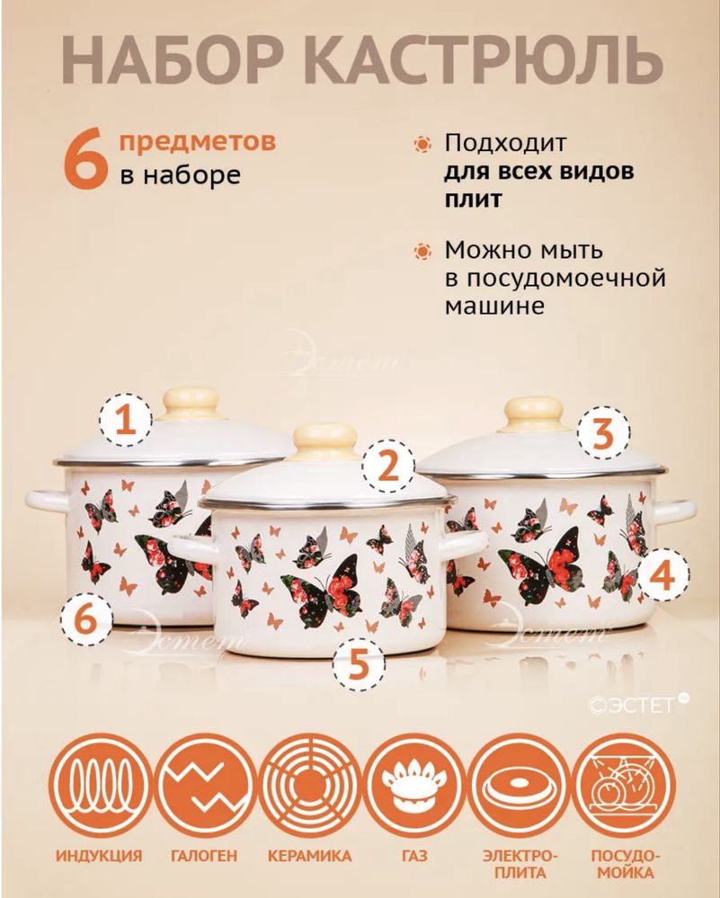 Эмалированные кастрюли набор