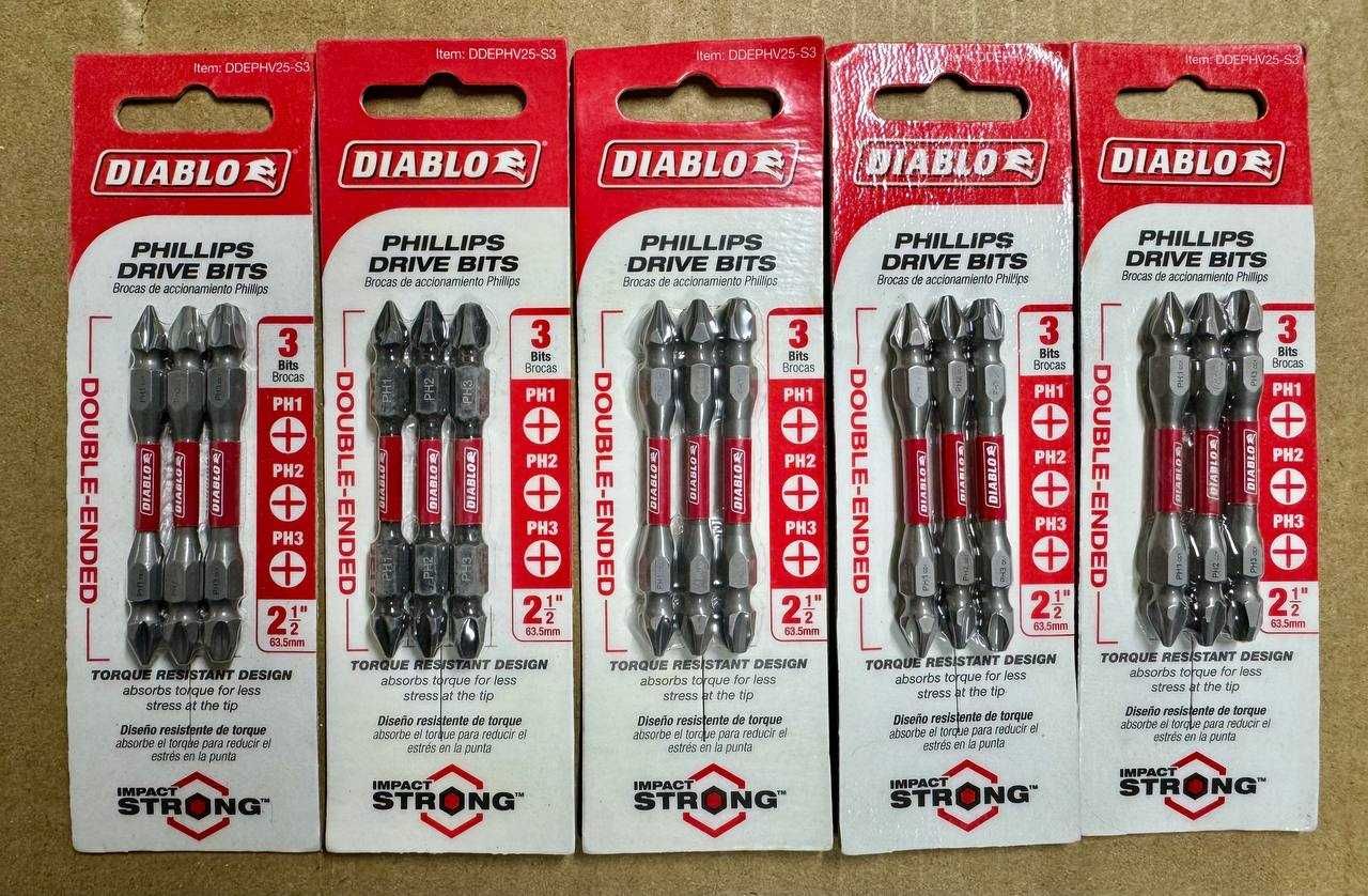 Diablo биты, набор бит, остнастка Dewalt, DDEPHV25-S3 PH1/PH2/PH3