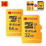 Карта памяти KODAK Micro SD, 32, 64 ГБ, TF-карта 4K, класс 10