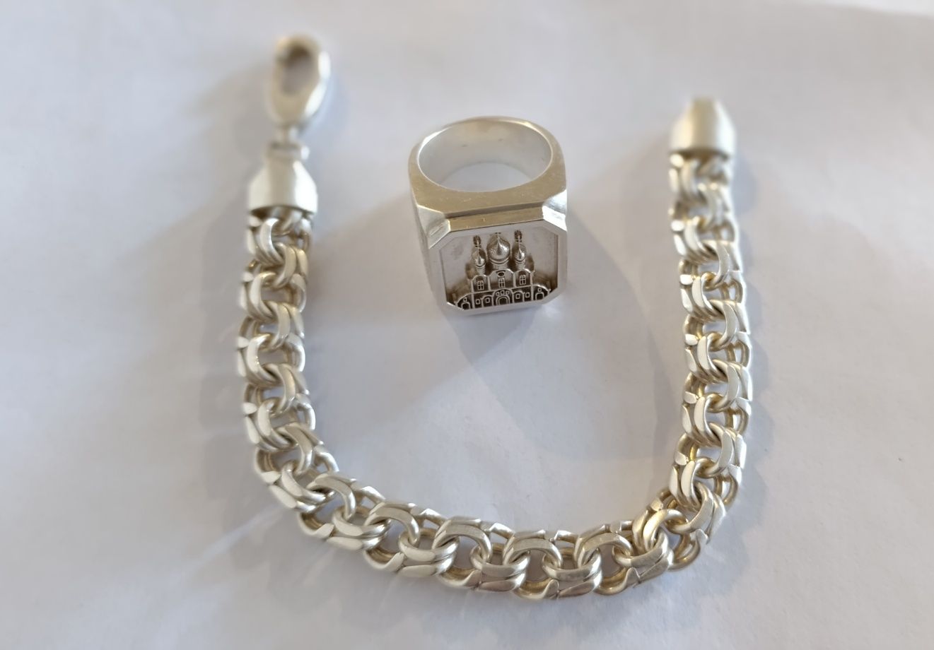 Серебряная печатка, браслет