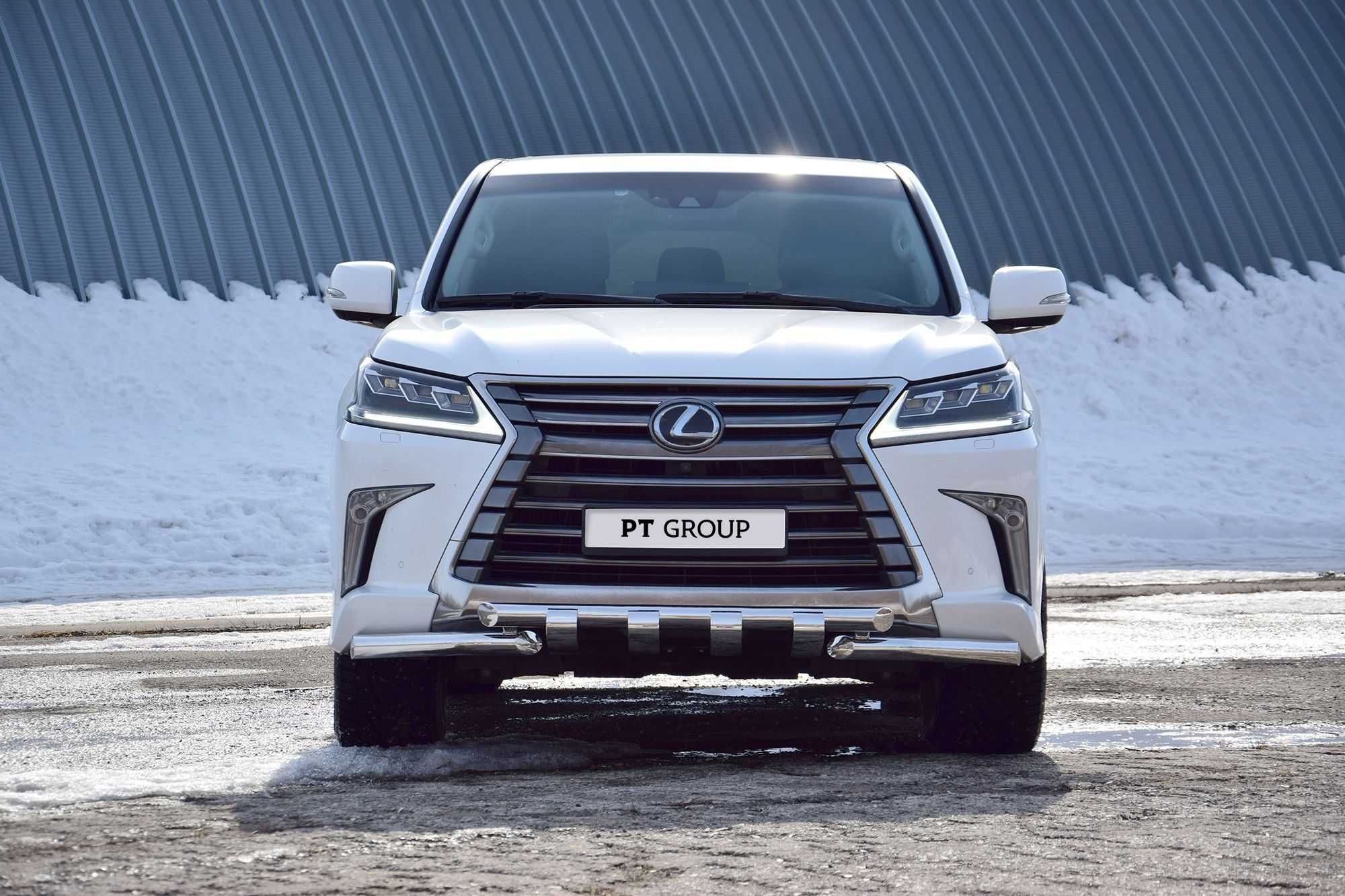 Защита переднего бампера двойная с зубьями для LEXUS LX 450D от 2015 г