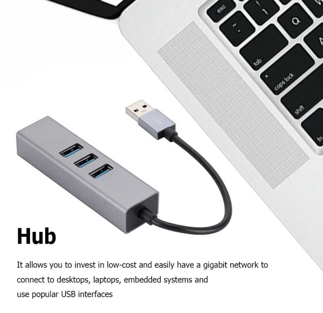 Переходник lan на USB 1000 MB + HUB 3.0. качественный.