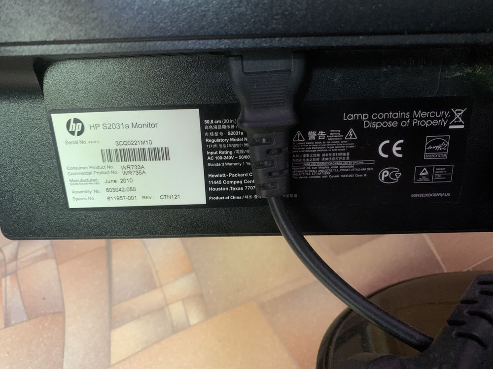 Продам монитор HP s2031a 20