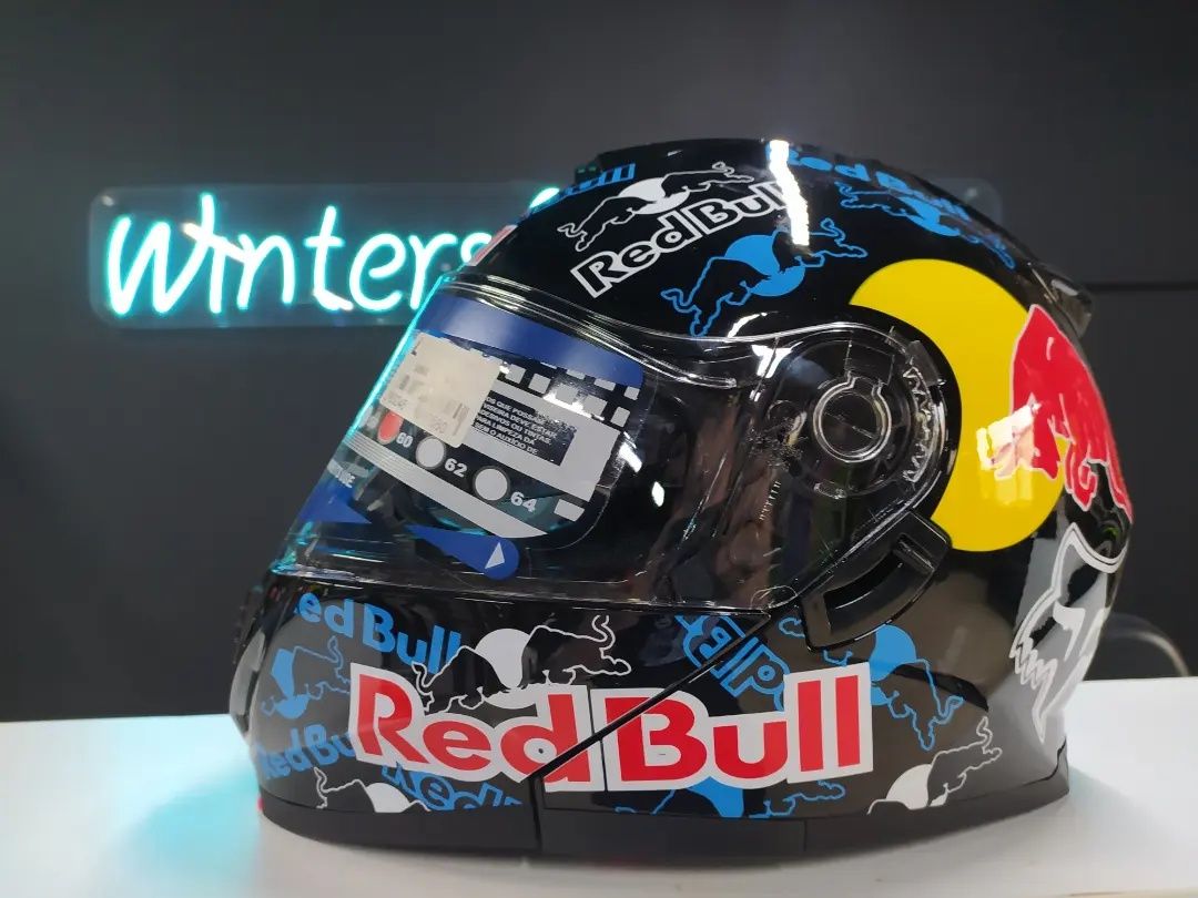 Новый, Мотошлем "RedBull" Модуляр-Трансформер со Встроенными Очками!