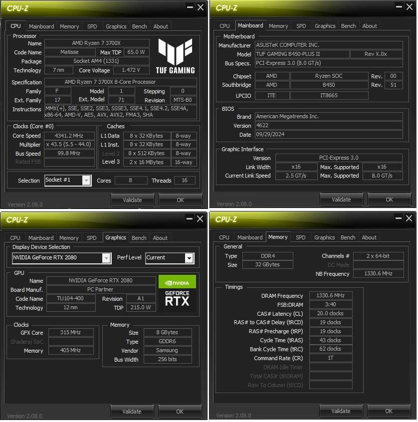 Компьютер Ryzen 7 3700X / 2080 11Gb