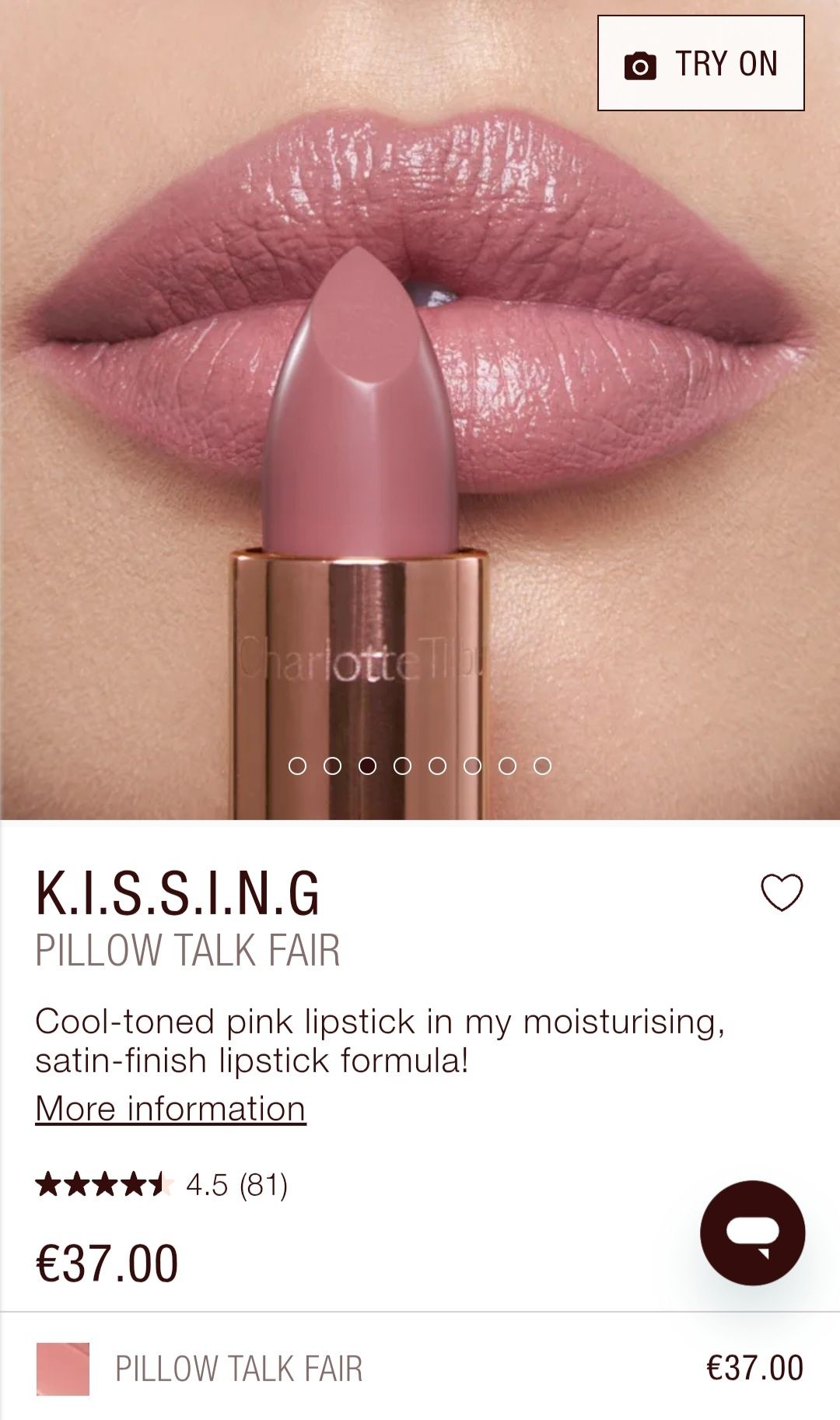 Помада Charlotte Tilbury K.I.S.S.I.N.G Pillow Talk Fair 3.5гр