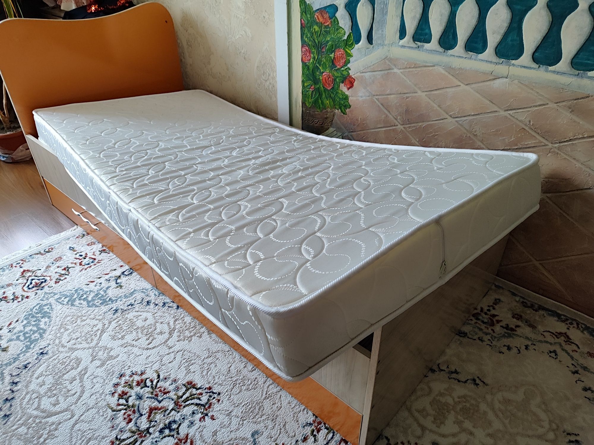 Детские кровати с матрацами 2 шт. 180х80 с большими нижними полками на