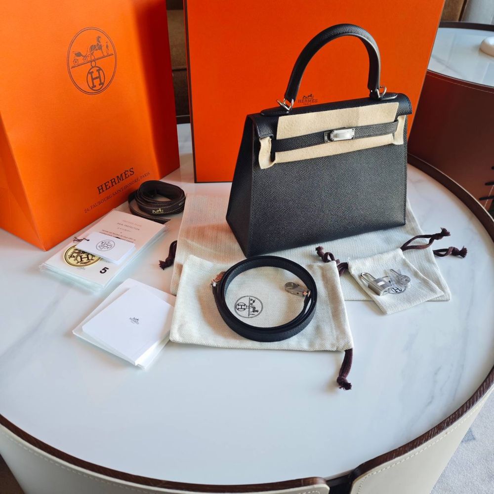 Hermes kelly 25 epsom black (palladium) Читать внимательно!