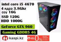 игровой ПК  core i5 4670 \озу 16G\SSD 120G\ HDD1000 \GTX 960