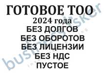 Продажа ТОО 2024 г. Пустое без оборотов/без долгов