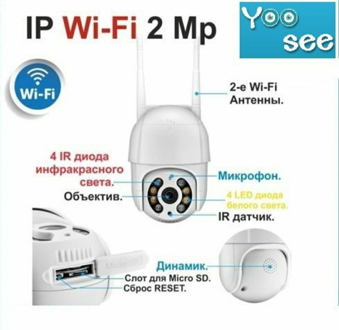 Уличная поворотная Wi-Fi камера Yoosee онлайн вай-фай видеокамера PTZ